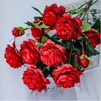 3 Heads Fake Peony Vases for Home Decoration Accessories Wedding Decorative Flowers Scrapbooking Garden Household Products Artificial Flowers  Plants