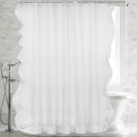 YoungSeaHome White Lace Shower Curtain Bath Curtain for Bathroom Moildproof Polyester Baths Curtain Elegant Home Decor