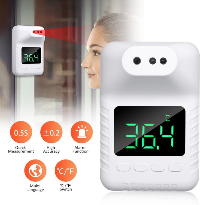 Wall-Mounted Body Thermometer with Bluetooth iOS App & Tripod Holder,  Non-Contact Digital Forehead Fever Detection with Alarm for Schools,  Offices