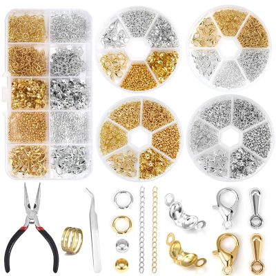 Jewelry Making Kits Lobster Clasp Open Jump Rings Extended Chain End Crimps Beads Sets DIY Earring Bracelet Jewelry Findings Kit