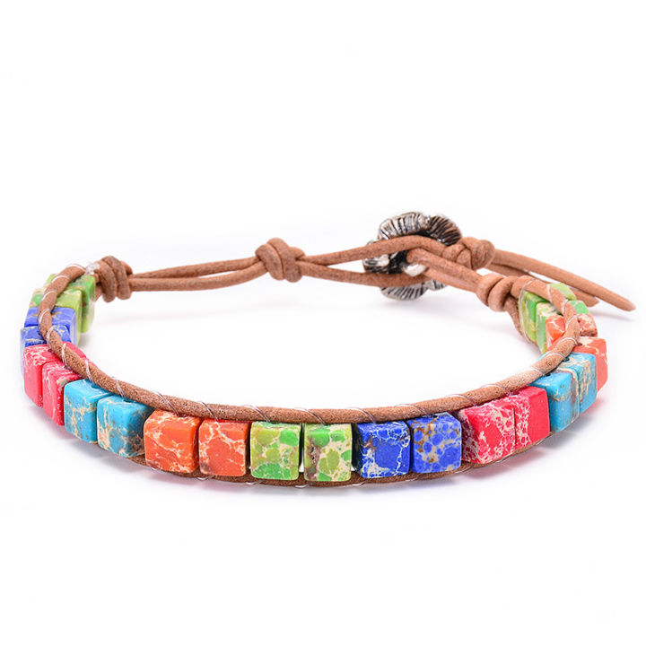 square-jewelry-beading-handstring-lotus-buckle-seven-colors-bracelet-bohemia