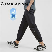 GIORDANO Men Pants Letter Print 100% Cotton Fashion Cuffed Pants Lightweight Stretch Comfort Relaxed Casual Pants 18113605