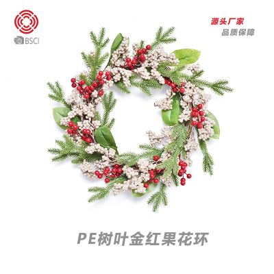 [COD] Ins style decorations 40cm red fruit PE rattan ring wreath Shopping mall hotel door and window