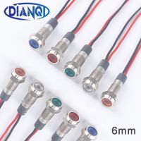 1PC 6mm LED Metal Indicator Light Instruction Signal Dot Lamp Red Yellow Blue Green White 3-6V 12-24V 110-220V