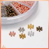 YESHE 264pcs สังกะสีอัลลอยด์ ลูกปัดเกล็ดหิมะ มี6สี เงินและทอง ลูกปัดโลหะผสมสังกะสีโลหะ ทนทานและยาวนาน ขนาด: 8x2mm เกล็ดหิมะลูกปัดหลวม สำหรับทำสร้อยข้อมือสร้อยคอเครื่องประดับ