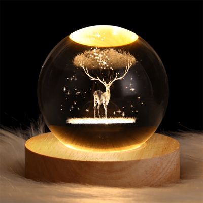 60mm 3d Crystal Ball Night Light Kids Moon Lamps Universe Earth Globe Crafts Home Desktop Decor Christmas Gifts