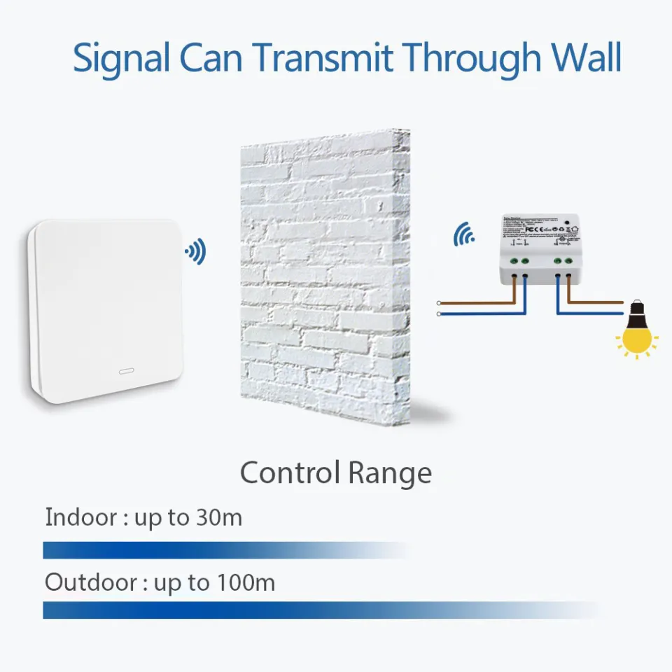 Remote Control Wireless Light Switch with Tiny Relay Module 2500W Magnetic  Wall Switch or Be Portable 200m Range Easy to Install - AliExpress