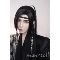 Ailiade Fashion Long Straight Wig Black Ponytail Men Boys Synthetic Wigs For Male Women Cosplay Costume Anime Daily Party Wig