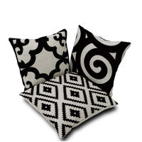 Modern Home Decorative Throw Pillow Case Simple And Elegant Black White Polyester Cushion Cover Capa De Almofadas For Sofa