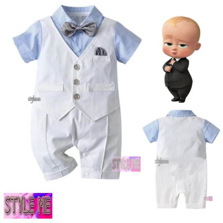 Blue White Suit Baby Boss Costume Overall Jumpsuit Romper for Baby
