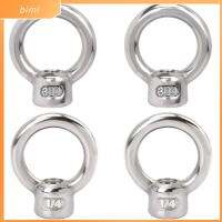 BIMI 4pcs 304สแตนเลสสตีล น๊อตสำหรับยกตา ทนทานสำหรับงานหนัก 1/4ค่ะ สลักเกลียวตา ทนทานต่อการใช้งาน รูปทรงวงแหวน แหวนน๊อต เกรดทางทะเล