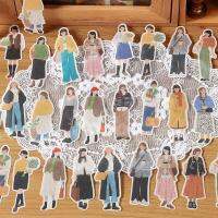 MOHAMM 40pcs Washi Paper Characters Wear Stickers Korean Cute Girl Decorate Handbags Stickers