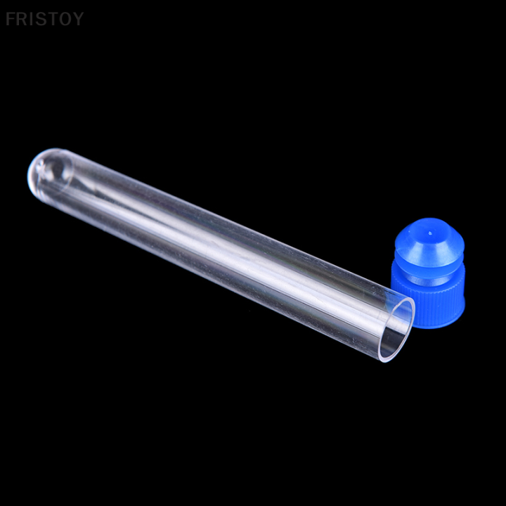 fristoy-10pcs-15x100mm-clear-plastic-test-tube-หลอดทดสอบพลาสติกแข็งพร้อมปลั๊กปีก