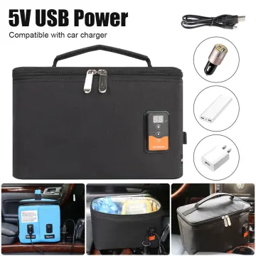 USB Electric Heating Lunch Box Bag Waterproof 5V Car Travel