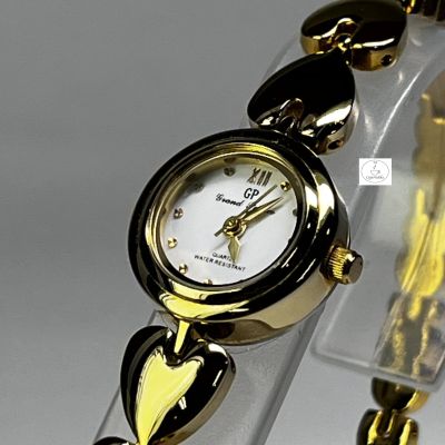 นาฬิกาข้อมือผู้หญิง GP รุ่น GP3812GG02 ตัวเรือนและสายนาฬิกาสีทอง หน้าปัดสีขาว ของแท้ 100 %