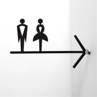 Double-sided Men Women Bathroom Signboard Toilet Arrow Guide Sigange Plate Toilet Guide Card Side-mounted Acrylic Plate Custom