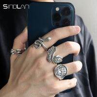 Sindlan 4ชิ้นโกธิฮาโลวีนสีเงินแหวนงูสำหรับผู้หญิงพั๊งค์มีปีกคนแปลกหน้า2021คู่ EMO เครื่องประดับแฟชั่น Anillos