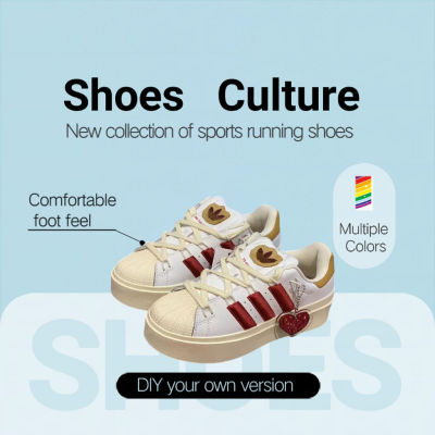 2023 รองเท้าผ้าใบลำลองสำหรับผู้ชายและผู้หญิง originals Superstar Bonega W ด้านล่างหนา รองเท้าผ้าใบ