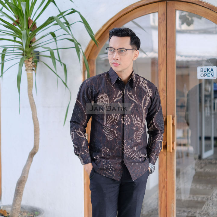 Baju Batik Pria Lengan Panjang Kemeja Pria Alisan Batik Slim Fit Hem ...