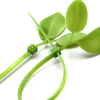 Nylon plastic cable automatic loop leaf-shaped green nylon cable tie 2.7mm wide Christmas tree lashing nylon cable tie
