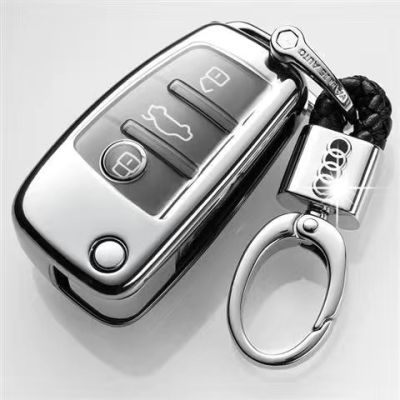 YCHIC TPU + PC AUDI A3หุ้มกุญแจรถ,AUDI โลหะผสมจี้พวงกุญแจโลหะ,ที่ใส่กุญแจ,แหวนโซ่กุญแจ,Keyfob เคสสำหรับ AUDI A3/Q3/A6L/Q2L/A1/S3/Q7