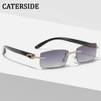 CATERSIDE Rimless Diamond Sunglasses Women Men Vintage Luxury Brand Designer Sun Glasses Retro Gradient Eyewear Oculos De UV400