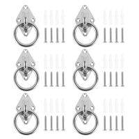 6Pcs 80mmx50mm Mounting Hook for Wall or Ceiling with Round Ring Stainless Steel - Bracket/Attachment for Sling Trainer