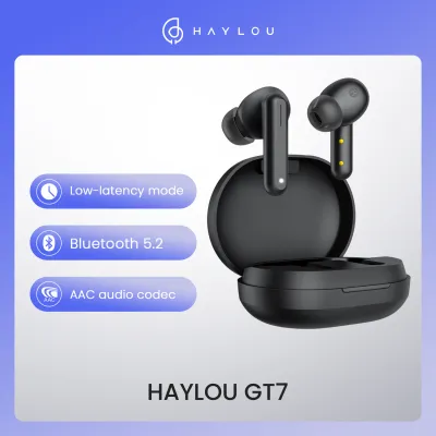 Haylou GT7 TWS หูฟังไร้สายสีดำ Fone บลูทูธ5.2 AAC Gamer หูฟังตัดเสียงรบกวนชุดหูฟังแฝงต่ำ