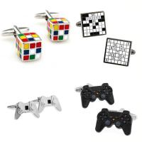 Hot Sale Magic Cube Cross Words Game Handle Cufflink Cuff Link Free Shipping