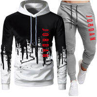 Mens Fashion Sportswear Running Training Sportswear Hooded Sweatshirt Womens Fitness Workout Running Wear Casual 2 Piece Set