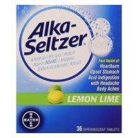 อเมริกัน Alka Seltzer Summed โซดาแท็บเล็ตแบบฟู่รสมะนาวอ่อนฐานท้องทุ่ง36ชิ้น