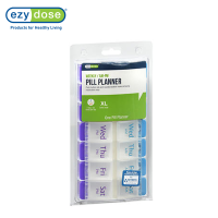 EZY DOSE ตลับยา 2 ช่อง 7วัน พร้อมปุ่มล็อค Weekly AM/PM Pill Planner Push Button (7-Day) Pill Case รุ่น APO 67585