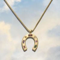 U-Shaped Stainless Steel Horseshoe Pendants Necklaces Kaleidoscope Lucky Symbol Necklace Female Jewelry