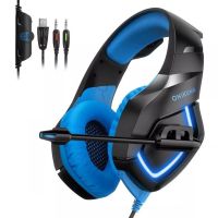 ONIKUMA หูฟังเกม K1B แบบไม่มีเสียงรบกวนยืดหยุ่นไมโครโฟนมีสาย Headphone Stereo 3มิติสำหรับ PS4 Xbox เกมส์พีซีสวิตช์