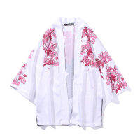 ผู้ชายปลาคาร์พเปิดด้านหน้า3/4 Sleeve Soft หลวม Fit เสื้อคาร์ดิแกน Kimono Yukata เสื้อคลุมแขนยาวแบบมีฮู๊ด