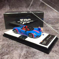 TPC 1:64รุ่นรถ918 Spyder โลหะผสมหล่อวิ่งกีฬายานพาหนะรุ่นรูปสีฟ้า