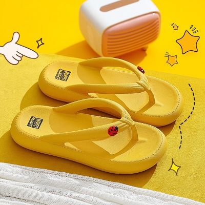☃☄✗ Cartoon people word procrastinates female summer wear outside ins fashion tide flat non-slip pinches girl heart lovers cool sandals in the