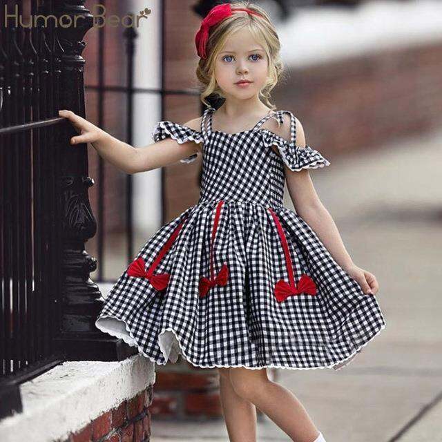 humor-bear-summer-girls-plaid-dress-bow-lace-sling-sleeve-student-dress-party-princess-baby-kids-clothing