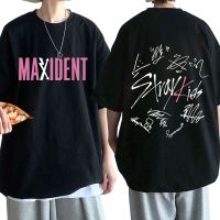 MODE Korea Stray เด็ก Maxident T เสื้อ Harajuku Kpop ผู้หญิงสองด้านแขนสั้น Cal เสื้อยืดคู่