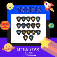 ปิ๊กกีต้าร์ Gamma - Little star  น้องดาวน้อย...น่ารัก ขนาด 0.71 mm.  มีลายคิ้วท์ๆมากมาย  ชิ้นละ 20 บาท