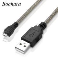 【Hot ticket】 Bochara สายเคเบิลข้อมูล USB 2.0 USB-A ถึง Micro-B แบบป้องกันสองชั้น (ฟอยล์ + ถัก) สีดำใส1.5ม. 3ม. 5ม. 10ม.