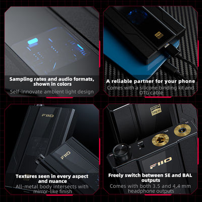 FiiO เครื่องขยายสัญญาณหูฟัง DAC AMP แบบพกพา Q11 DSD256ชิป CS43198ประสิทธิภาพสูง384KHz32bit 3.5มม. &amp; 4.4มม.