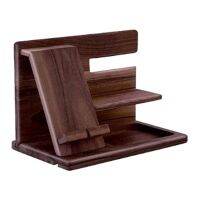 Wooden Phone Docking Station Wallet Stand Watches Purse Holder Desk Organizer