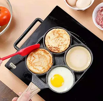 KEWEI Egg Frying Pan 3 Section 2 in 1 Divided Frying Grill Pan