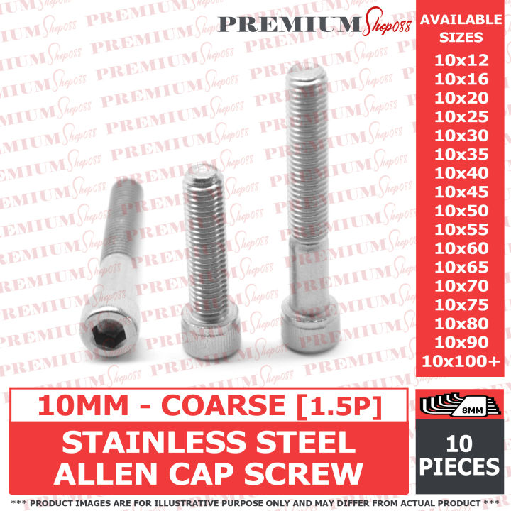 Pcs M Mm Stainless Allen Bolt Socket Head Cap Screw Coarse P Capscrew Ss Acs Ss