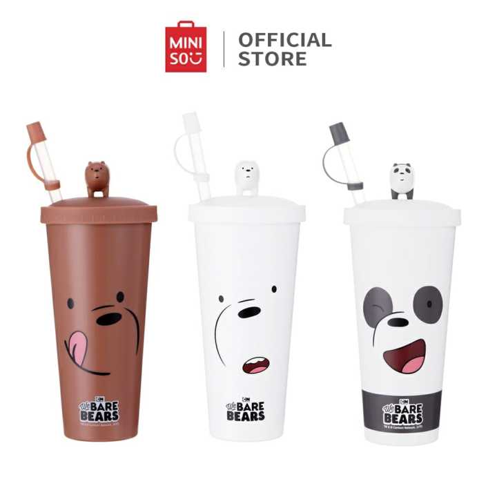 Flash Sale Miniso Botol Minum Lucu Motif Karakter Imut Dengan Sedotan We Bare Bear Botol 7533