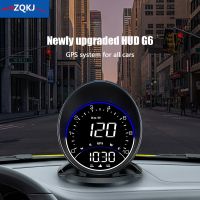 ZQKJ ระบบ GPS G6 HUD สำหรับทุกหัวรถจอแสดงผลดิจิตอลวัดความเร็วอุปกรณ์อิเล็กทรอนิกส์รถยนต์หน้าจอ LCD สัญญาณเตือนเรื่องความเร็ว