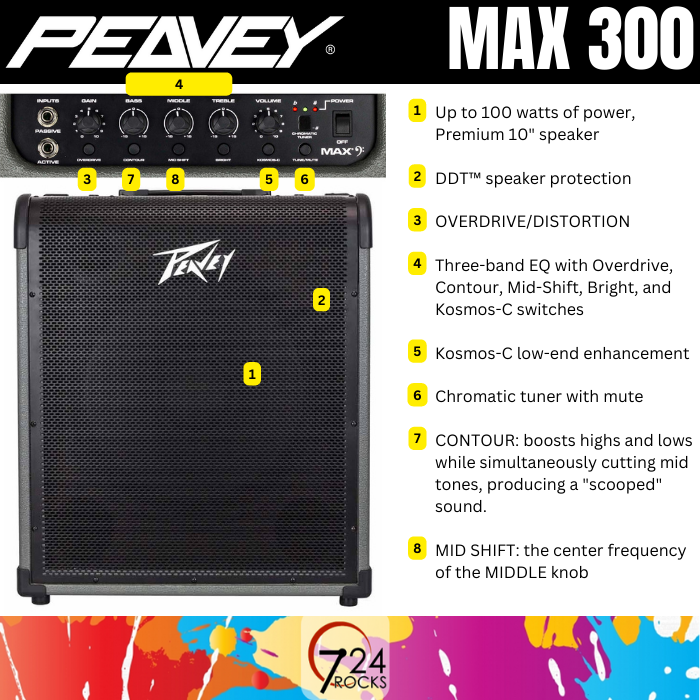 724ROCKS Peavey amplifier Peavey MAX 300 300Watt Bass Amp Combo peavey
