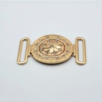 2 Pairs/lot 40 Mm Wide Round Combined Belt Buckles Engraved Floral Metal Fasten Button for Woman Down Jacket Garment Accessory