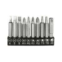 เครื่องมือข้อต่อไขควง Torx AD ฟิลลิปส์เจาะช่อง10ชิ้นชุดไขควง50มม.